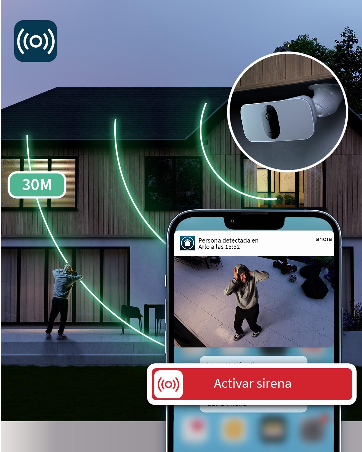 Arlo Vídeoportero inalámbrico HD y Floodlight cámara 2K WiFi inalámbrico Negra - protección inteligente del hogar, visión nocturna, detección de movimiento, audio bidireccional, compatible con Alexa