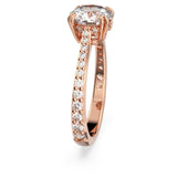 Swarovski Anillo de cóctel Constella, Talla redonda, Pavé, Blanco, Baño tono oro rosa