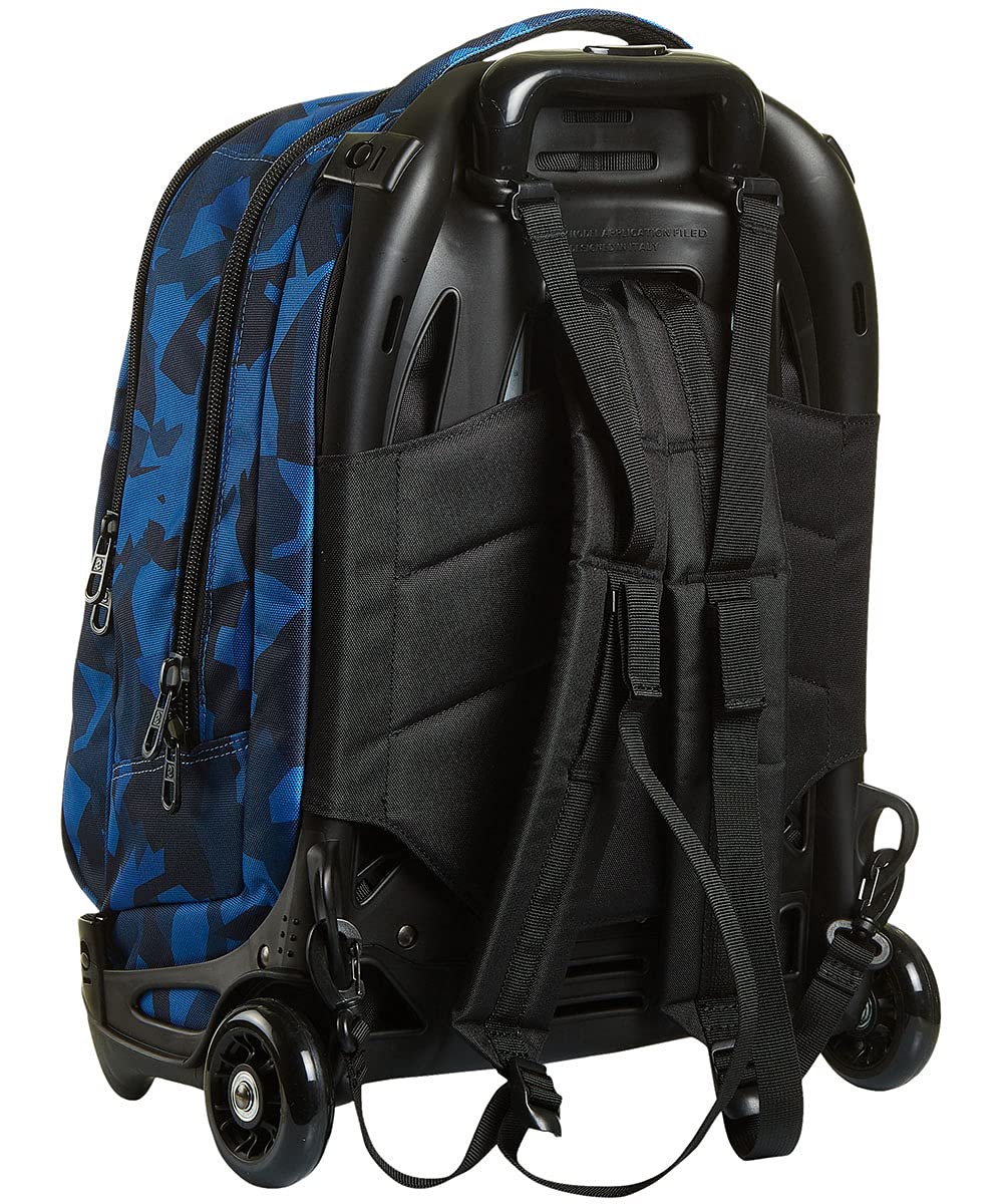 Invicta Mochila con Ruedas Desmontables + Carro, CAMO SQUARED, Azul Camu - Mochila 3 en 1, Trolley Escolar con Carro, Crossover System - Bolso Escolar Niños y Adolescentes - Doble Bolsillo Frontal
