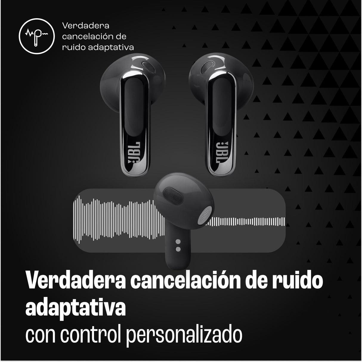 JBL Live Flex 3 Auriculares inalambricos de botón True Wireless con cancelación de ruido adaptable, hasta 50 horas de reproducción, Bluetooth, audio de alta resolución, negro
