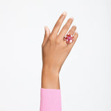 Swarovski Anillo de cóctel Idyllia, Flor, Rosa, Baño tono oro