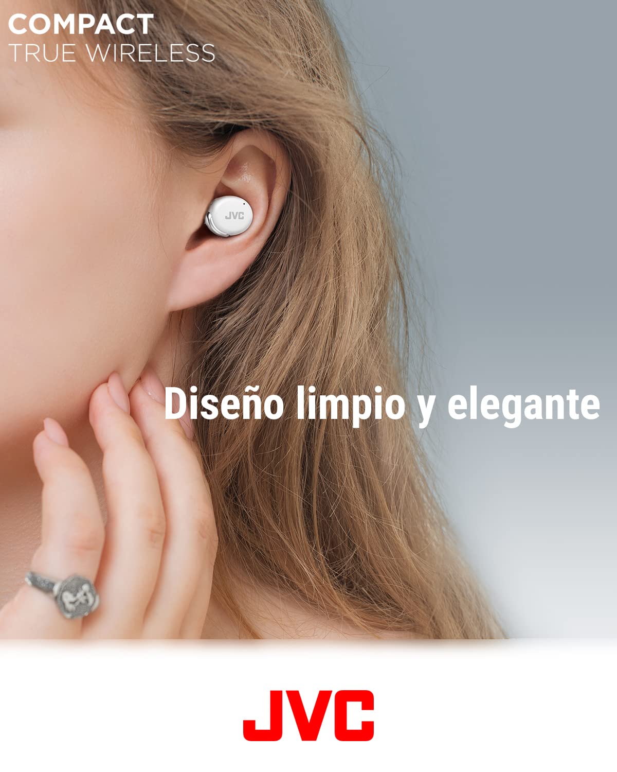 JVC Auriculares Inalámbricos Cancelación de Ruido - Compact True Wireless Earbuds Bluetooth 5.2, Modo Baja Latencia, Batería con 21H de reproducción, Resistencia al Agua (IPX4) HA-Z330T-W (Blanco)