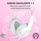 Razer Kraken Kitty V2 - Auriculares RGB con Cable y Kitty Ears para Juegos y Streaming (325 g, transductores Triforce de 40 mm, micrófono cardioide HyperClear, Sonido Envolvente) Blanco