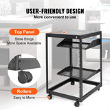 VEVOR Rack de Servidor de Marco Abierto de 15U, Profundidad Ajustable de 23"-40", Rack de Servidor de Red, 4 Postes con Ruedas, sostiene Todos Sus Equipos de TI de Red Módem enrutador de Engranaje