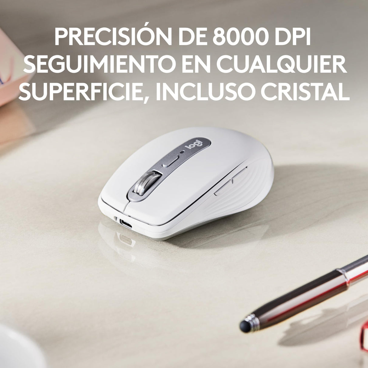 Logitech MX Anywhere 3S for Business, ratón inalámbrico, Compacto, 8000 dpi, Desplazamiento MagSpeed, Clic Discreto, Bluetooth, conexión Logi Bolt Segura, para Windows/Mac/Chrome/Linux - Gris Claro