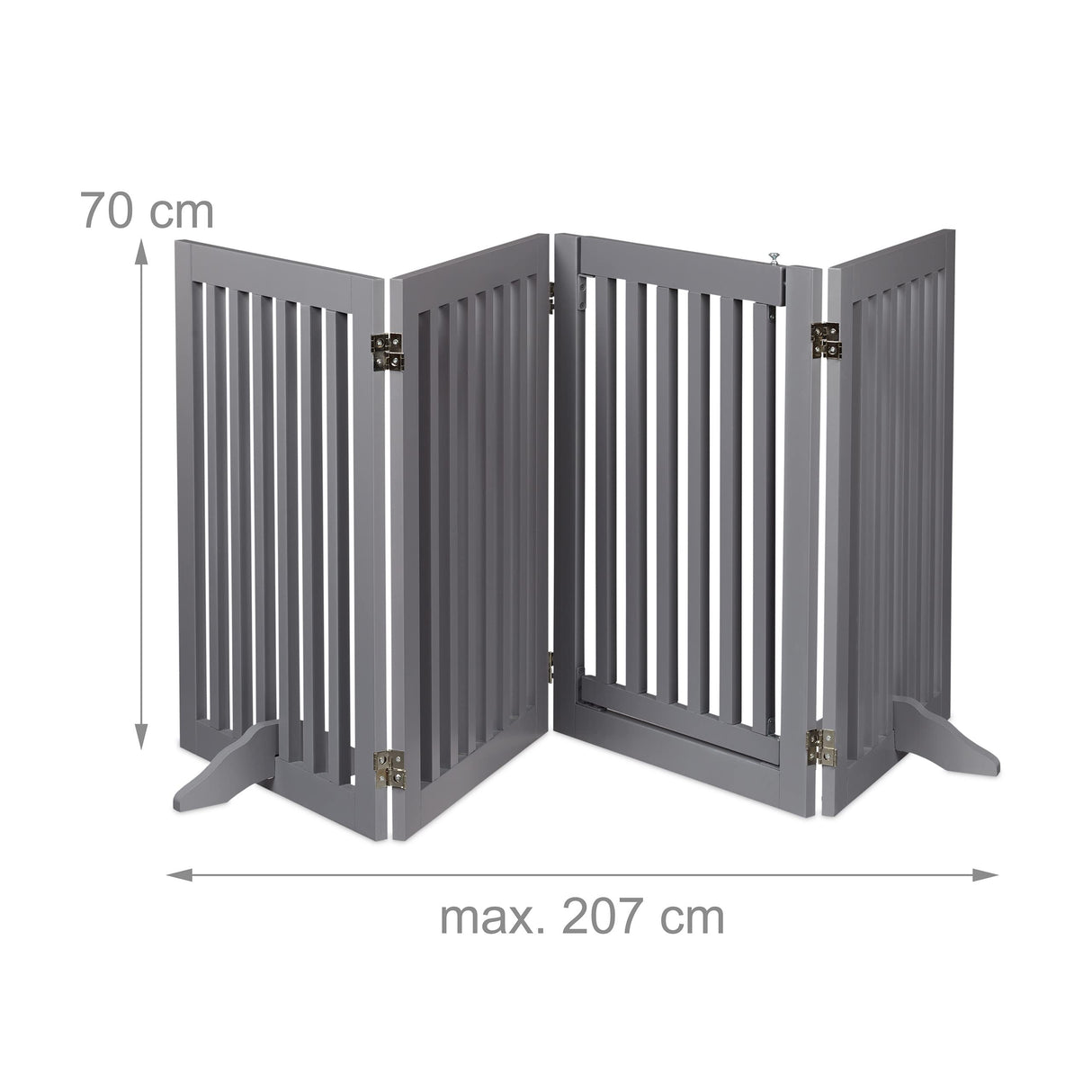 Relaxdays Barrera Seguridad Niños, Valla Protectora Bebés y Mascotas, 4 Paneles, con Puerta, Plegable, 70x207 cm, Gris, Tablero de Fibras