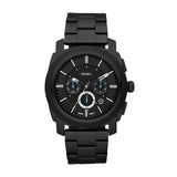 Fossil Reloj para hombre Machine, movimiento cronógrafo de cuarzo, 45mm Caja de acero negro con correa de acero, FS4552, 45MM, Gris Oscuro y Azul