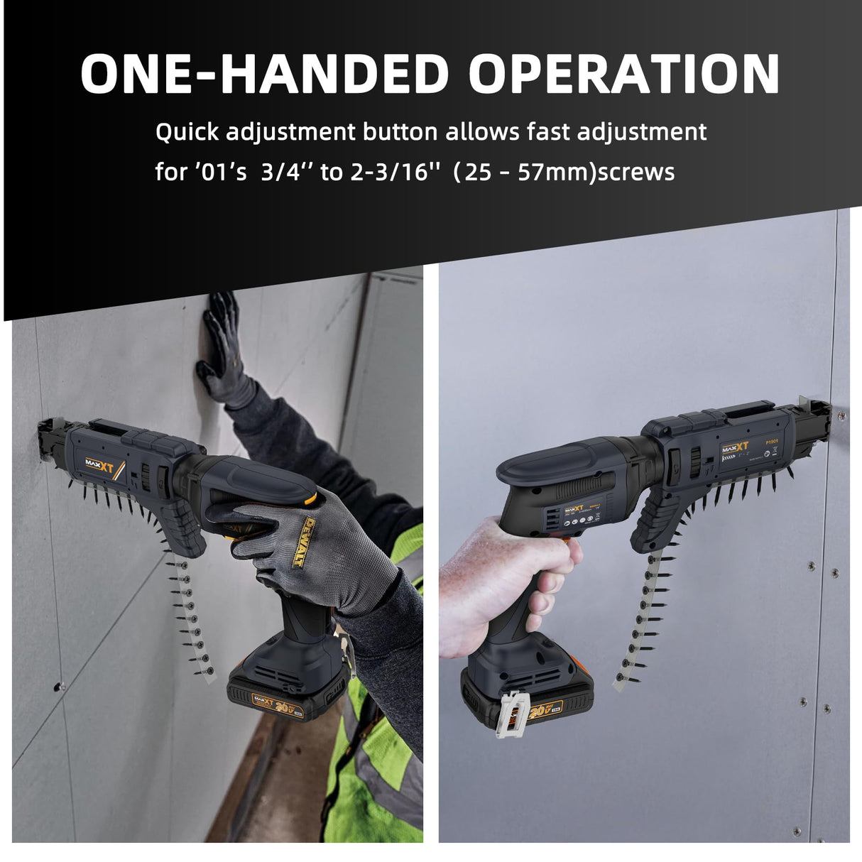 Atornillador Inalámbrico Drywall Professional, MAXXT 20V Pistola Atornilladora para Paneles de Yeso sin Escobillas Autofeed 5000RPM, Destornillador de Paneles de Yeso con Batería de 2.0Ah y Cargador