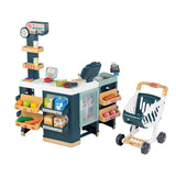 Smoby- Supermercado Maxi con Carrito- Caja Registradora Sin Función Real, Zona de Embolsado, Lector de Código de Barras, Balanza, Frigorífico y 50 Accesorios, Juguete Niños Niñas 3 años (7600350242)