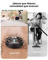 LEFANT M320 Aspirador Robot Potente 6000Pa, Robot Aspirador con Anti-Obstáculos PSD, 210 Minutos, Autorecargable, Robot Aspirador y Fregasuelos Ideal para Suelos Duros, Pelo de Animales, Negro
