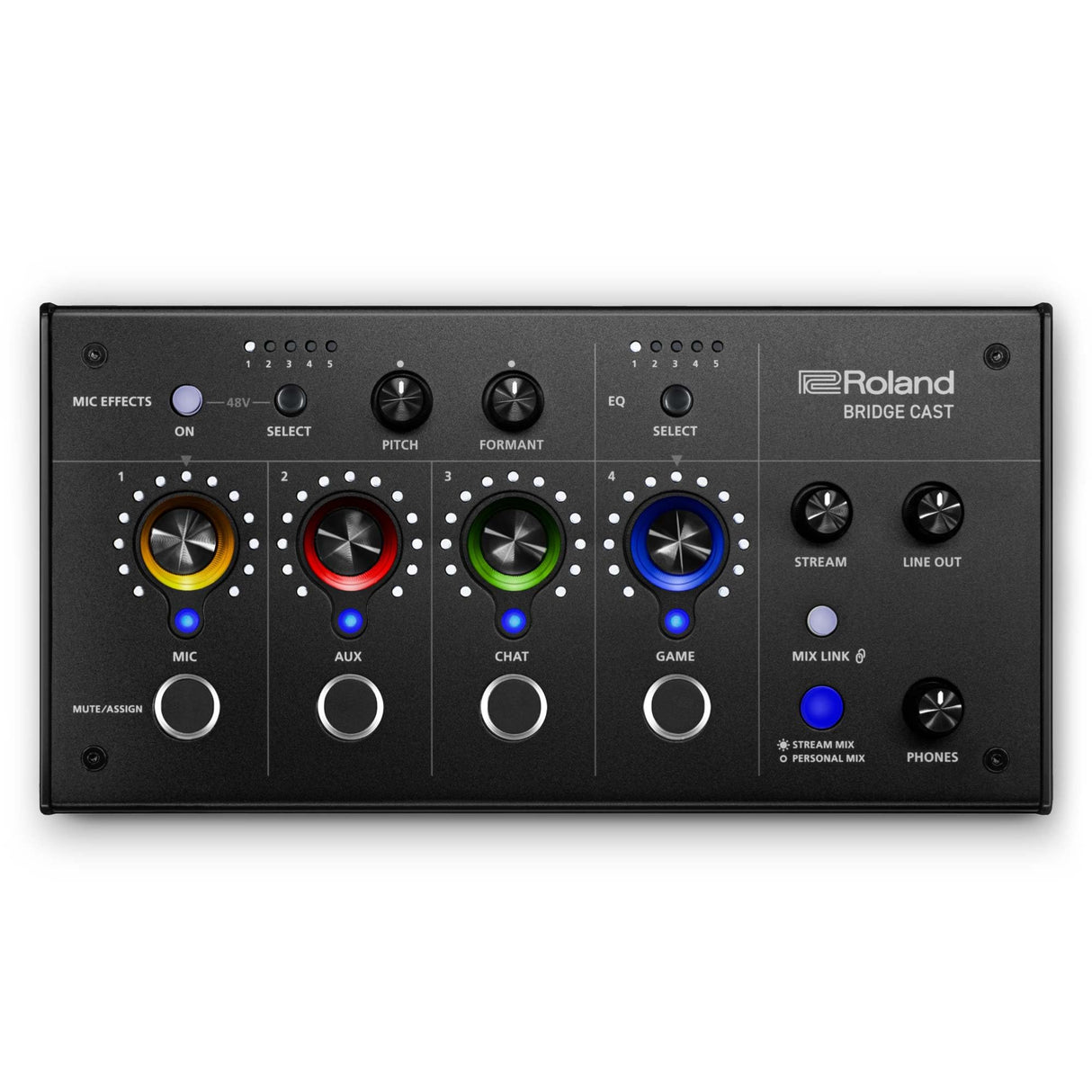 Mezclador de doble bus para gaming Roland BRIDGE CAST | Interfaz de streaming de audio y mezclador profesional para gamers online | DSP de hardware de 32 bits | Negro