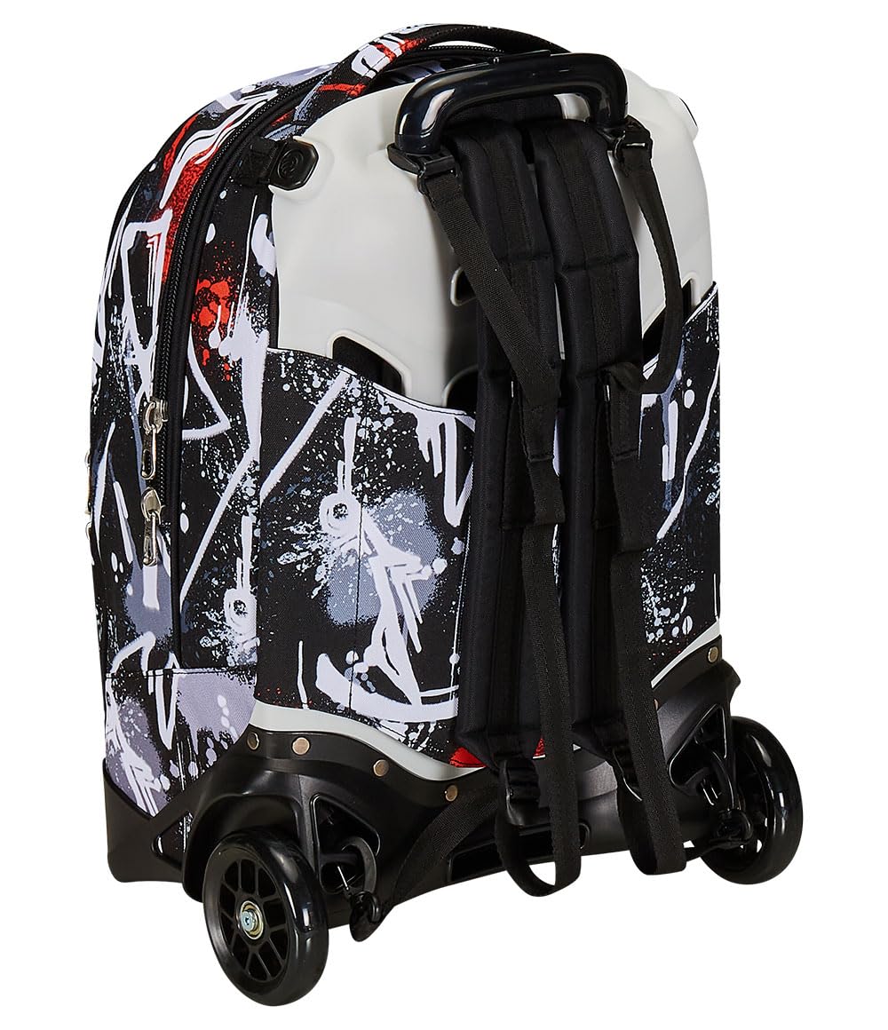 Seven Trolley New Tech, 2 Ruedas, Spray me, Negro, 3 en 1, Triple Uso, Mochila con Carro desenganchable, Mochila Escolar de Viaje, niño niño., Negro, Talla única, Escolar