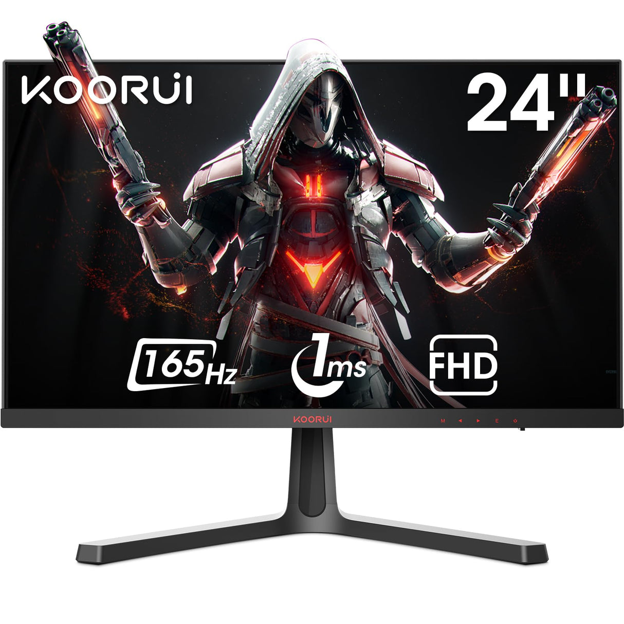 KOORUI 24" FullHD Monitor Gaming 165Hz (1ms MPRT, 1920x1080, 3000:1, 85% DCI-P3, AdaptiveSync, Flicker-Free, Low Blue Light, Eye Care, Inclinación VESA 75x75mm)