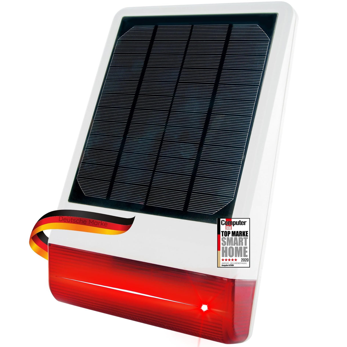 SCHWAIGER -ZHS14- Sirena para exteriores con energía solar, WiFi, protocolo Z-Wave, blanco