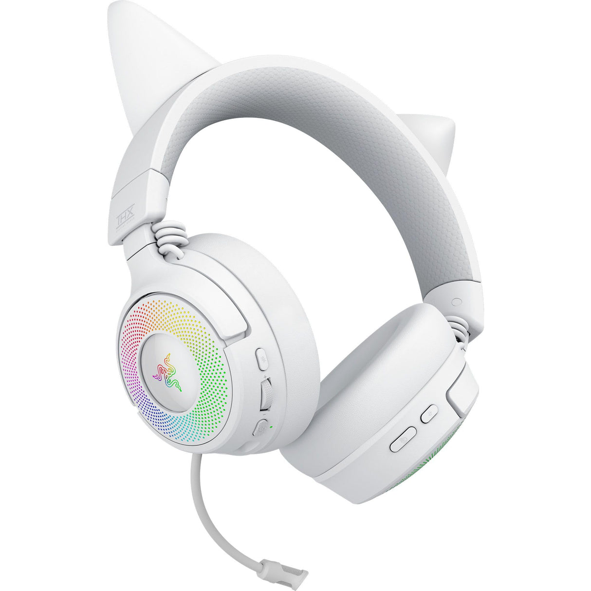 Razer Kraken Kitty V3 Pro - Auriculares inalámbricos RGB Kitty para Juegos - Orejas de Gato reactivas para Streaming - Diafragma 40mm - Hyperspeed Wireless y Bluetooth - THX Spatial Audio | Blanco