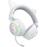 Razer Kraken Kitty V3 Pro - Auriculares inalámbricos RGB Kitty para Juegos - Orejas de Gato reactivas para Streaming - Diafragma 40mm - Hyperspeed Wireless y Bluetooth - THX Spatial Audio | Blanco