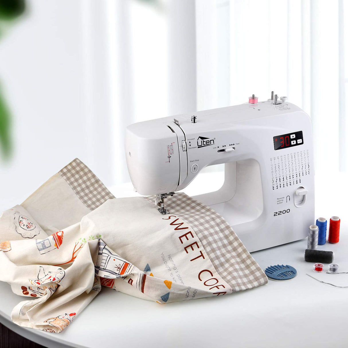 Uten Máquina de Coser Portatil Electrica 60 Puntadas maquina coser manual con Luz de LED para Principiantes y Expertos