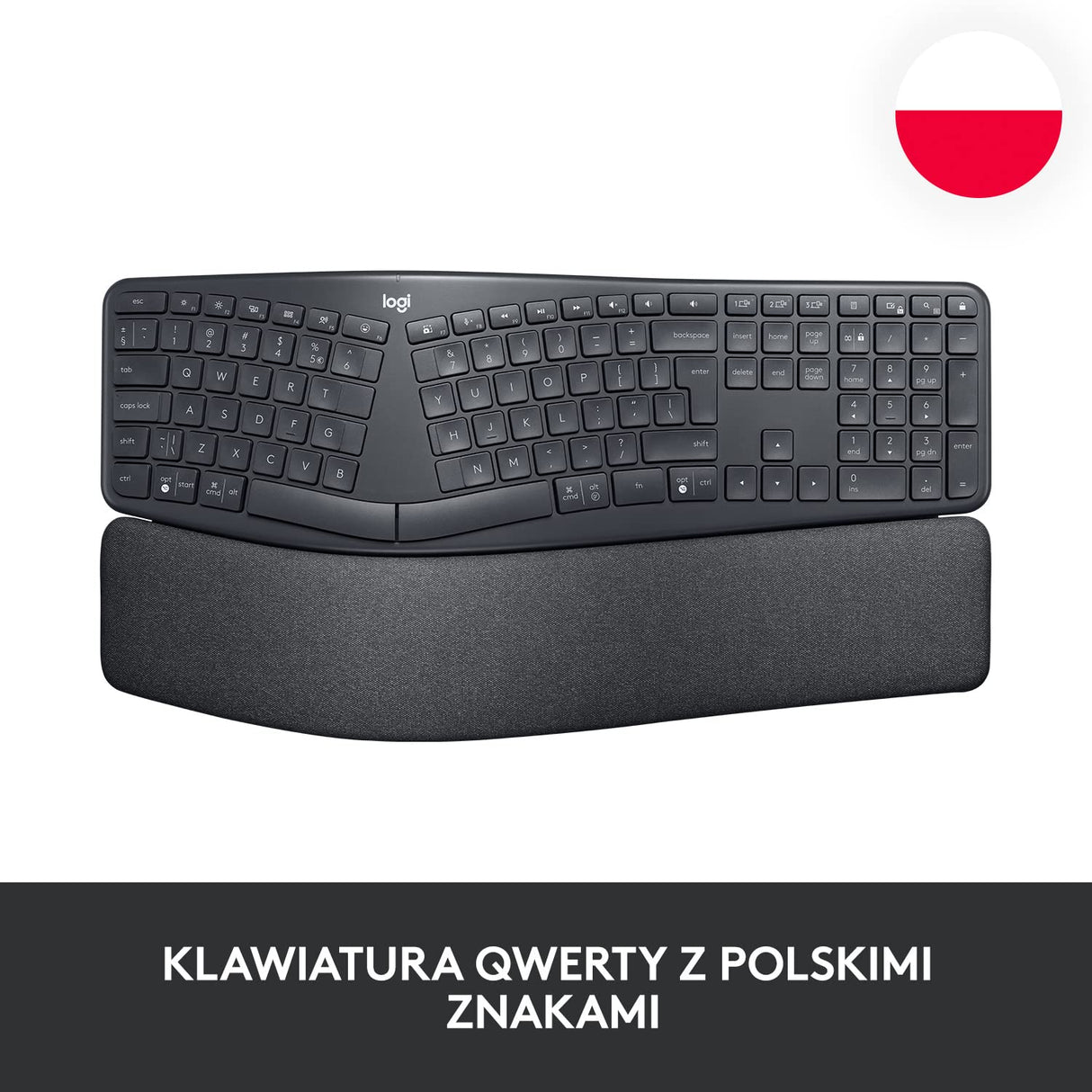 Logitech ERGO K860 for Business, Teclado partido inalámbrico - Diseño ergonómico, Tecnología Logi Bolt segura, Bluetooth, Certificación global, Windows/Mac/Chrome/Linux, QWERTY US Internacional - Gris