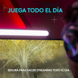 Logitech G Litra Beam, luz LED principal premium para gaming, TrueSoft, soporte de escritorio ajustable, ajustes de brillo/temperatura de color, control de aplicación de escritorio, PC/Mac, Grafito