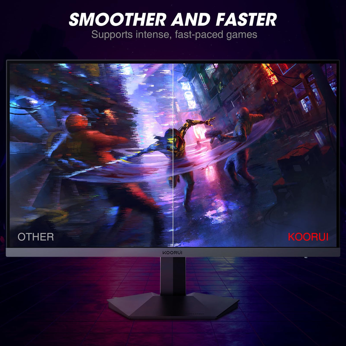 KOORUI Monitor 27 Pulgadas,Monitor Gaming 240Hz, Pantalla Ordenador FHD, 1ms, Adaptive Sync (1920 x 1080p, DCI-P3 90%, SRGB 100%, HDMI, DisplayPort, VESA 75x75)