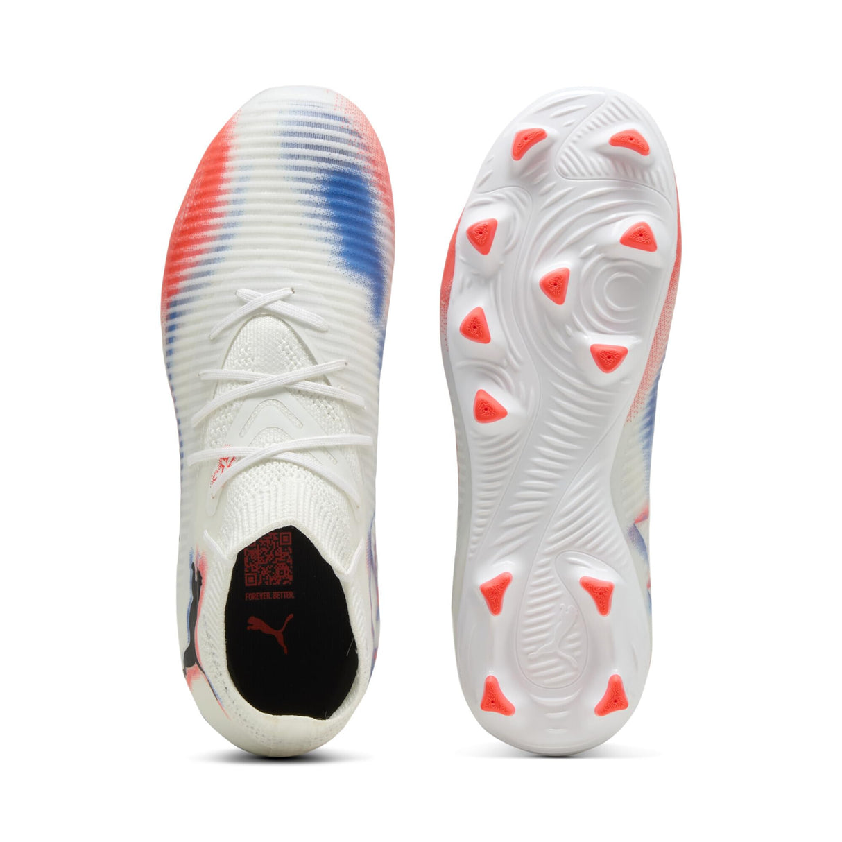 PUMA Future 8 Pro FG/AG Jr - Tenis de fútbol Unisex para niños, Puma Blanco Puma Negro Rojo Brillante, 34 EU