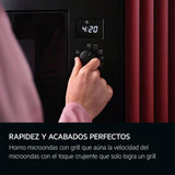 AEG OS5MG20EB Horno Microondas Integrable, 20 L, 800 W, Función Grill, Display LED Táctil, Apertura Electrónica, Color Negro con Acabado Inox Antihuellas