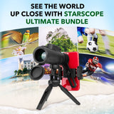 STARSCOPE Pack Smartphone Telescopio Monocular Starscope G3 Pro - Kit Que Incluye un Visor Monocular móvil 10x42 para iPhone y Android, trípode para monocular, Adaptador para teléfono y Mucho más