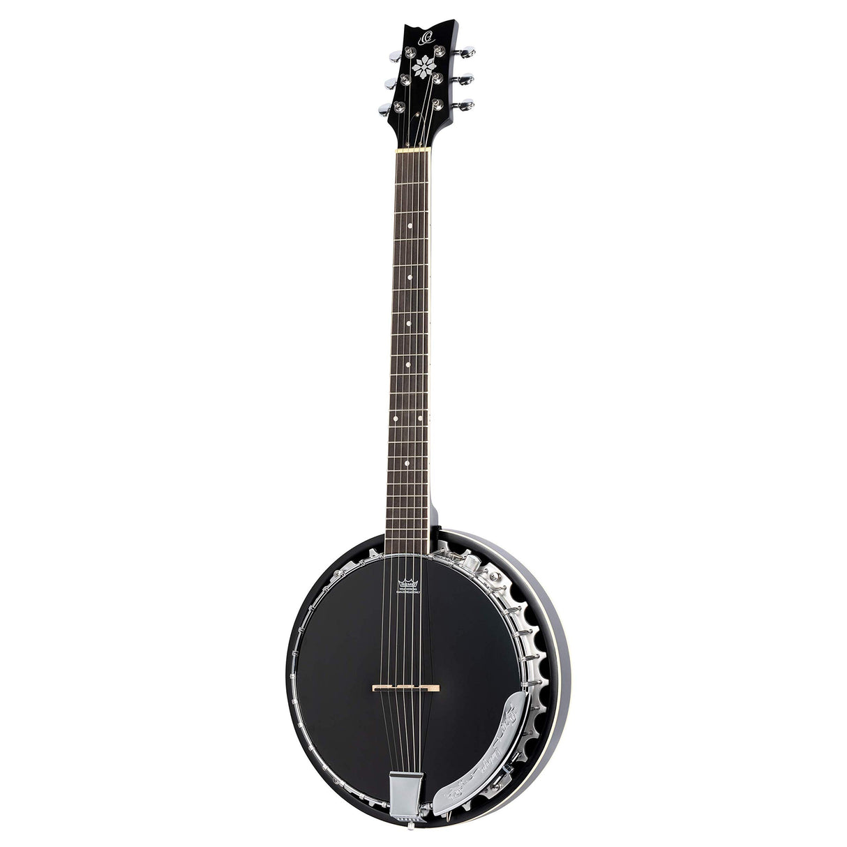 ORTEGA Raven Series Banjo - Banjo de 6 cuerdas, incluye funda, color negro satinado