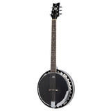 ORTEGA Raven Series Banjo - Banjo de 6 cuerdas, incluye funda, color negro satinado