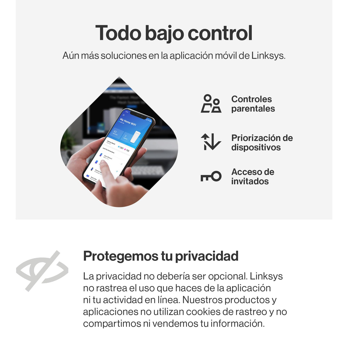 Linksys Velop Pro WiFi 6E Mesh System MX6201-KE Router Cognitive Mesh con Banda de 6 GHz y 5.4 GB/s, Cobertura para Casas de hasta 275 m² y 200 Dispositivos, Paquete de 1 Unidad