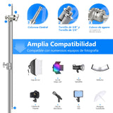 NEEWER Pro 100 % Acero Inoxidable Heavy Duty C Stand con Brazo Articulado Altura Máxima de 320 cm Soporte de Luz para Fotografía con Brazo de Sujeción de 4,2 pies/128 cm, 2 Cabezales de Agarre