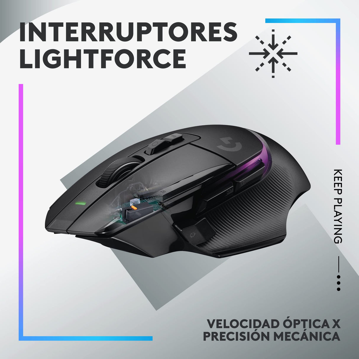 Logitech G G502 X PLUS LIGHTSPEED Ratón inalámbrico RGB para Gaming - Ratón óptico con interruptores híbridos LIGHTFORCE, LIGHTSYNC RGB, sensor HERO 25K, compatible con PC - macOS/Windows - Negro