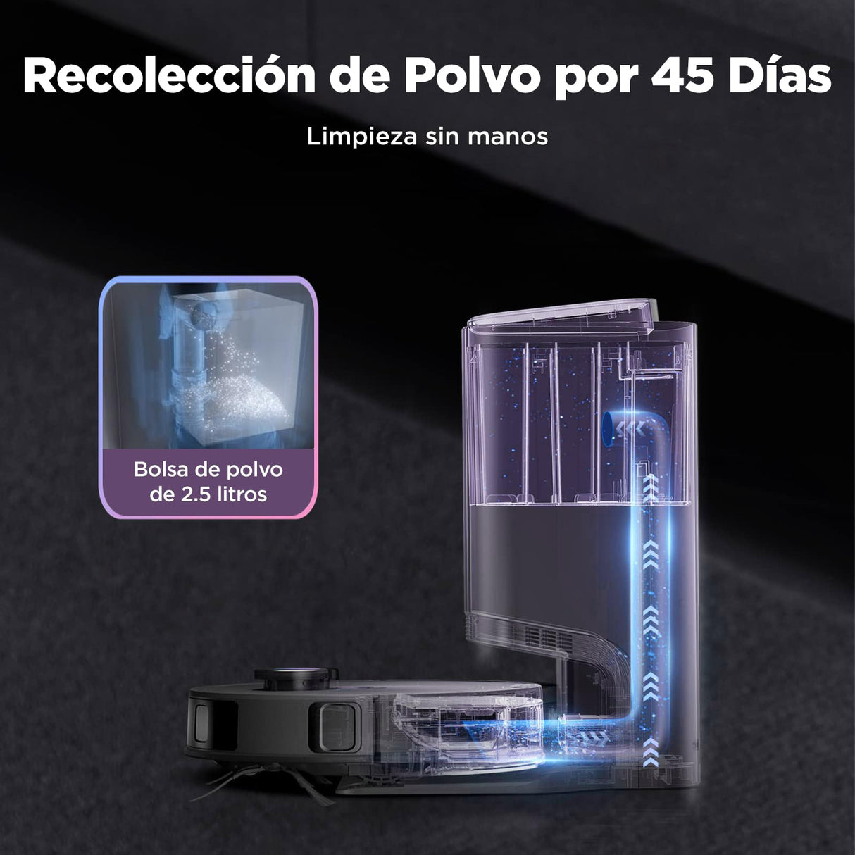 Obode A8+ Robot Aspirador y Fregasuelos con Vaciado Automático de Polvo,3D Obstacle Avoidance Navegación LiDAR,Aspirador Robot 4000Pa,180min Batería,para Pelo de Mascotas y Suelos Duro,WiFi/App/Alexa
