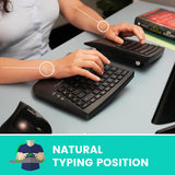 PERIBOARD-624B - Teclado ergonómico inalámbrico dividido - Teclas planas - Ángulo de inclinación ajustable - Diseño inglés de EE. UU