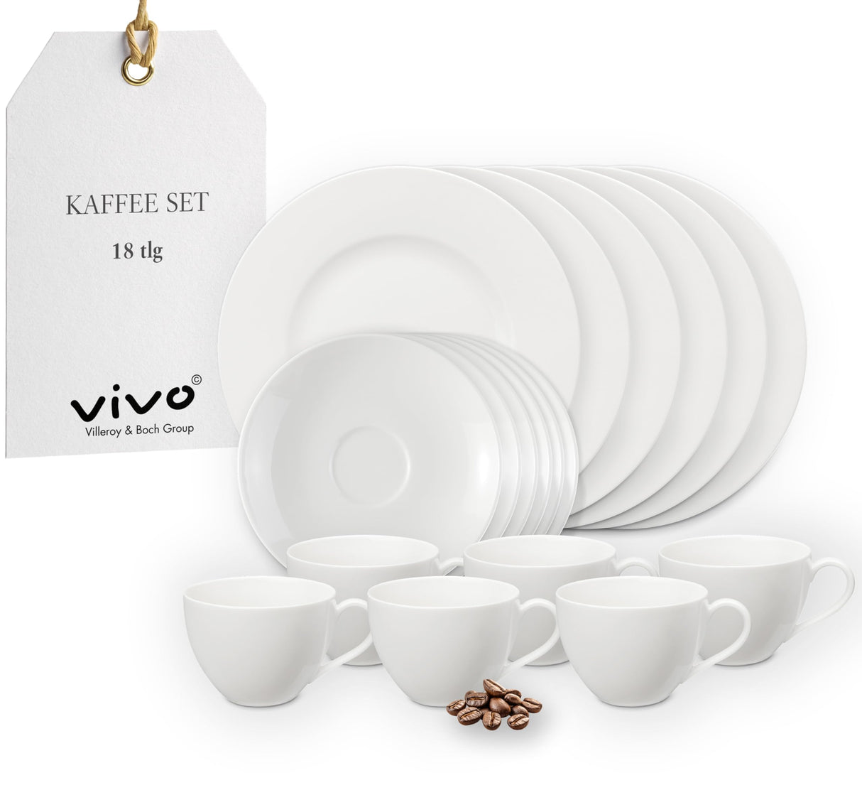 vivo - Villeroy & Boch Group Basic White set de café, 18 piezas CE