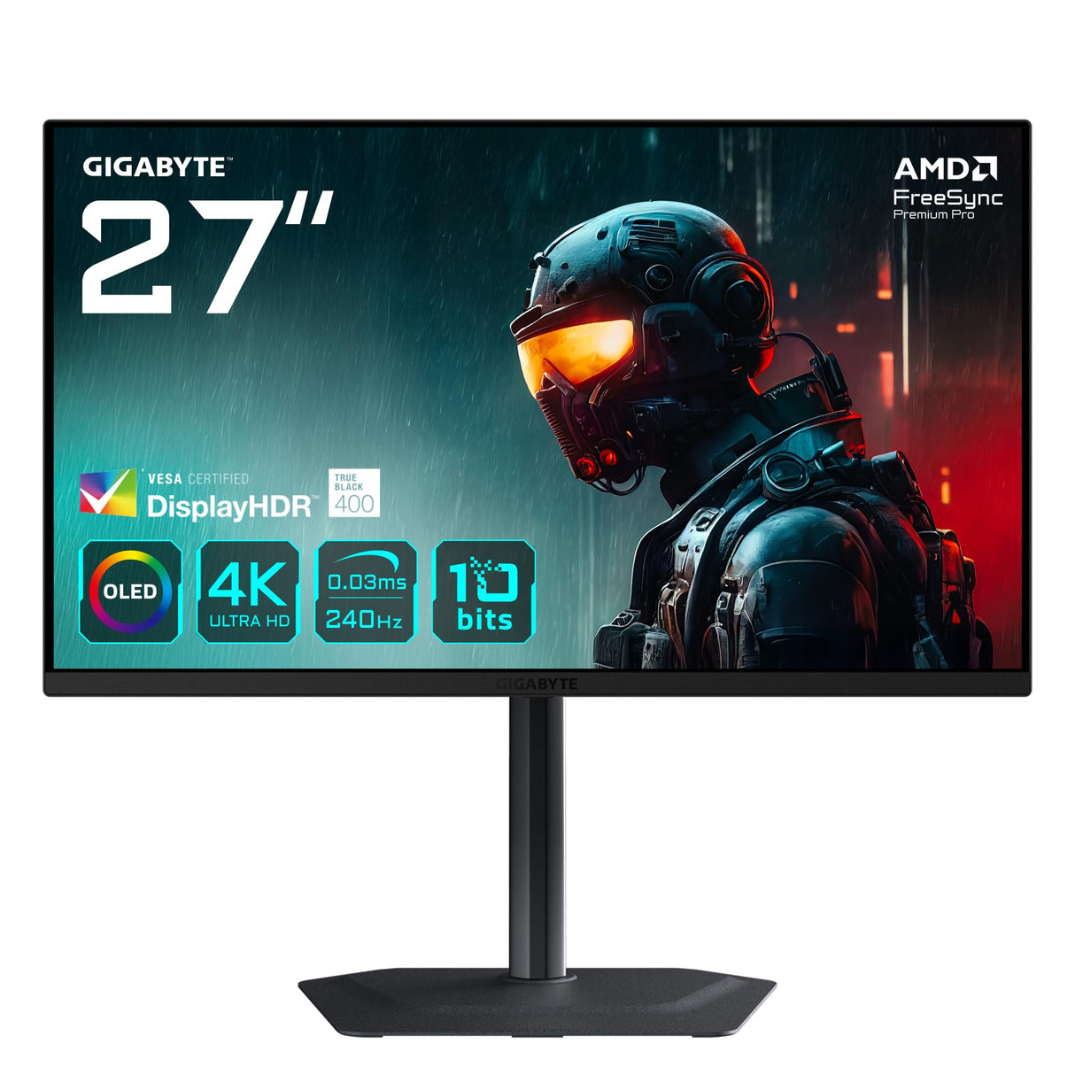 Gigabyte MO27U2 OLED 4K UHD Gaming Monitor - 3840 x 2160, 240Hz, 0,03 ms, 1000 CD/m², Display HDR True Black 400, HDMI 2.1, DisplayPort 1.4
