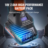VEVOR Kit de Herramientas para Engarzar Tuberías Eléctricas con 2 Baterías de 18 V 2,0 Ah, Engarzadora Profesional con Mandíbulas V15, V22, V28, Cargador Rápido y Estuche de Transporte 360°