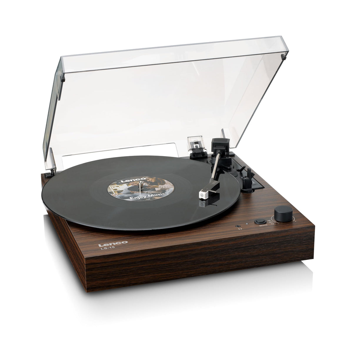 Lenco Tocadiscos LS-15WD – Recepción y transmisión Bluetooth®, 2 altavoces integrados, pastillas AT3600L, transmisión por correa, parada automática, 33/45 rpm, AUX y RCA, marrón