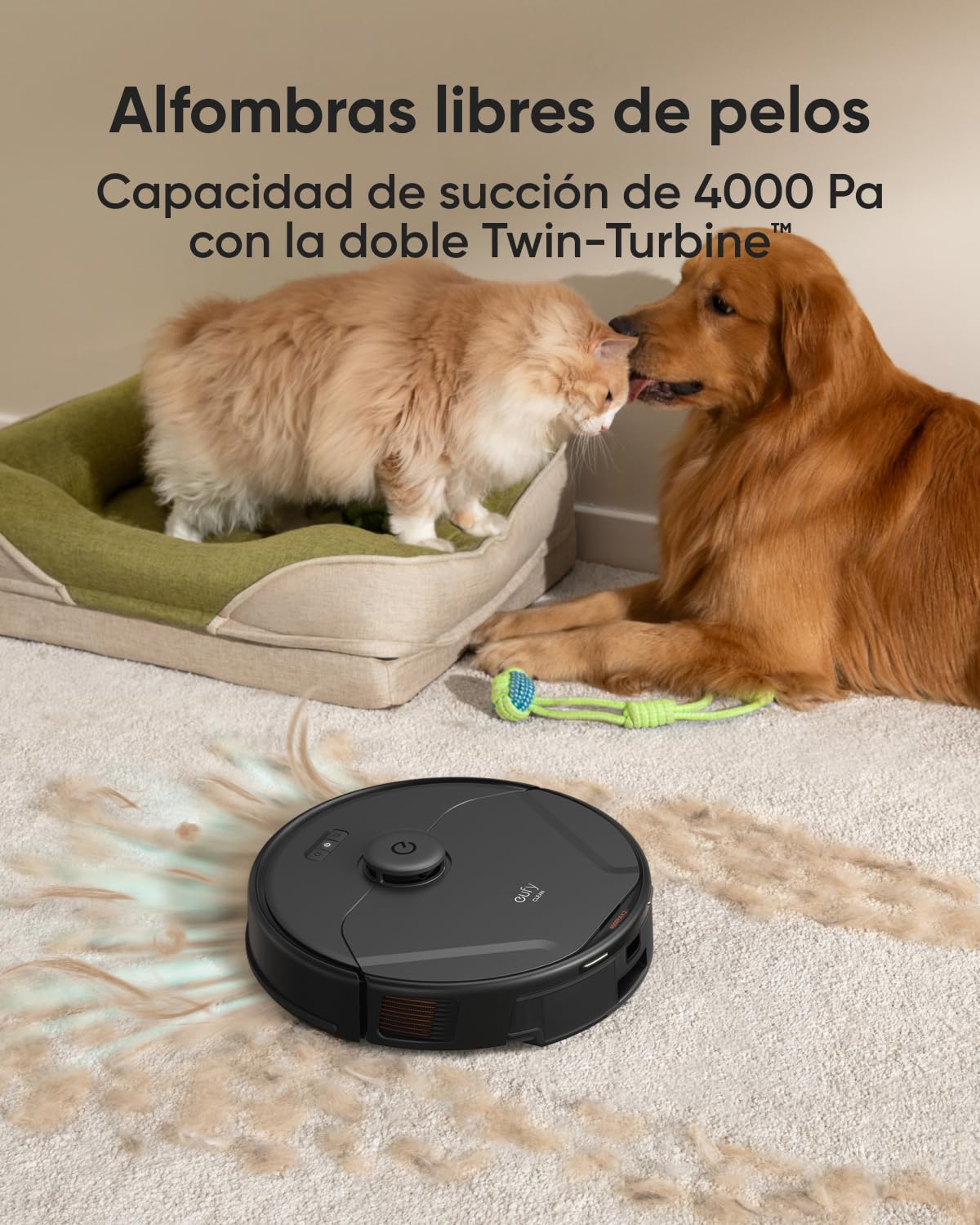 eufy Clean Robot Aspirador con Base Autovaciado X8 Pro, 2 turbinas Twin-Turbine™ de 4000 Pa, Cepillo Giratorio antienredos y Laser Navigation iPath™ para Limpiar Pelo de Mascotas en alfombras