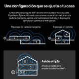 Linksys Velop Pro WiFi 6E Mesh System MX6201-KE Router Cognitive Mesh con Banda de 6 GHz y 5.4 GB/s, Cobertura para Casas de hasta 275 m² y 200 Dispositivos, Paquete de 1 Unidad