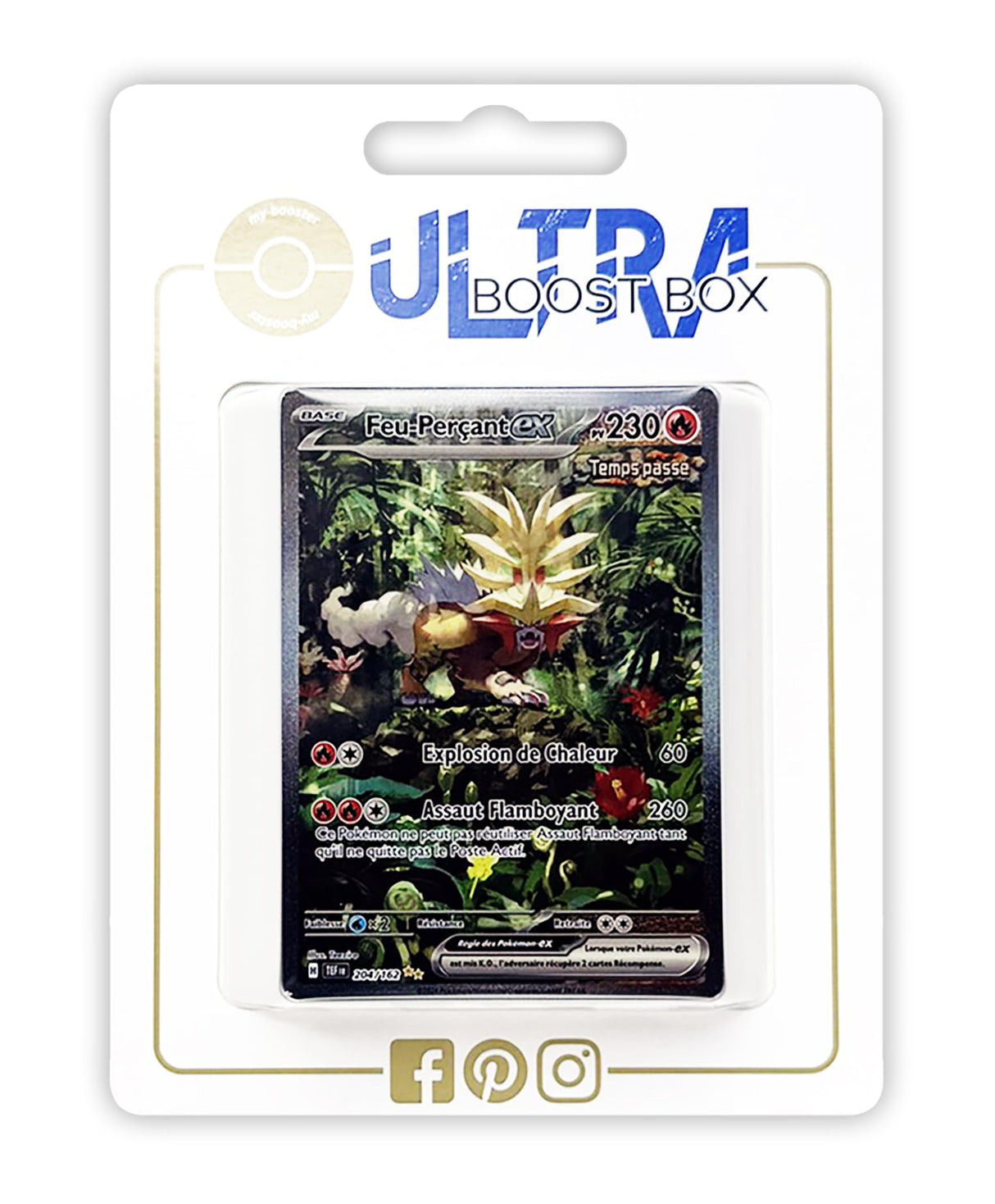 Feu-Perçant ex (Flamariete ex) 204/162 Pasado Alternativo Pokémon Gallery Secreta - Ultraboost X Écarlate et Violet 5 - Forces Temporelles Box de 10 Cartas Pokémon Francés