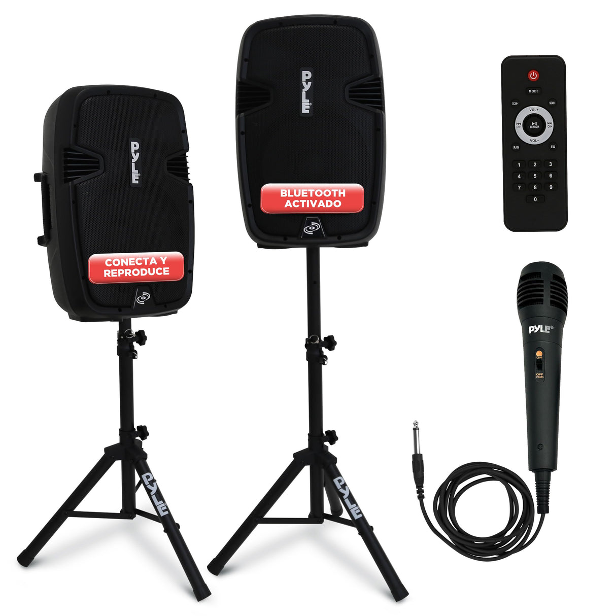 Pyle Altavoces, Bocinas, Portatil, Inalambrico, DJ Activos, Pasivos, 1800V, Bluetooth, Microfono, Control Remoto
