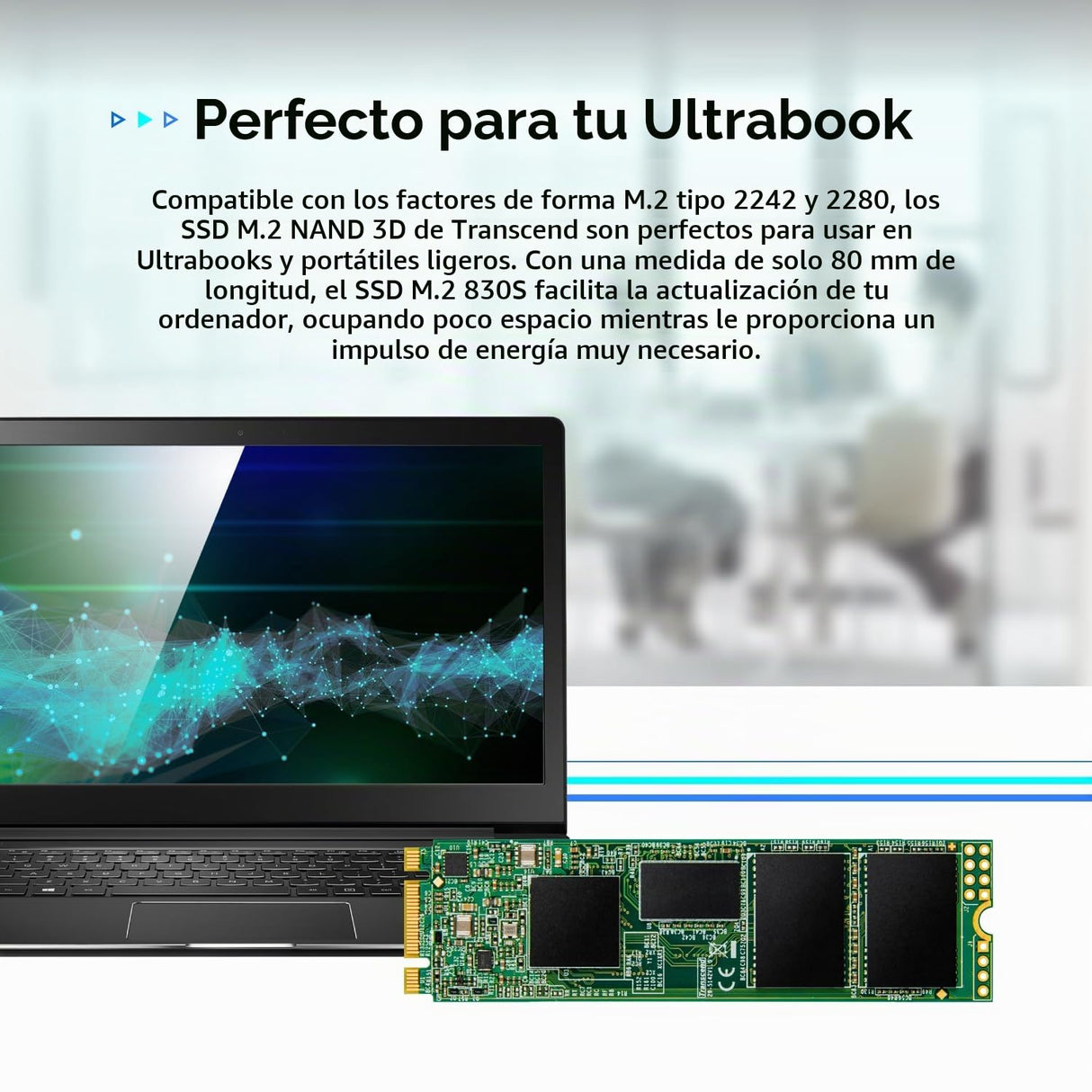 Transcend 2TB MTS830S M.2 2280 SATA III 6 GB/s Disco de Estado Sólido Interno 3D TLC NAND con Caché DRAM TS2TMTS830S