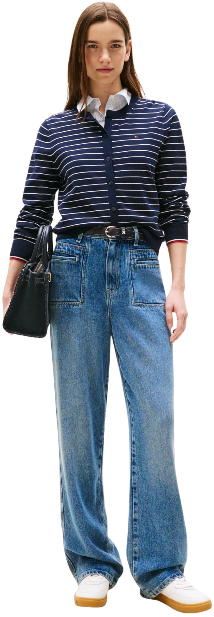 Tommy Hilfiger Cárdigan Jersey Stitch Cardigan Elegante, Multicolor (Dark Night Navy/Ivory Silk STP GS), M