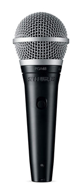 Shure PGA48-XLR-E Micrófono Dinámico de Mano para Voces con patrón de captación cardioide, Interruptor Discreto de Encendido/Apagado, Conector XLR de 3 Pines Cable XLR a XLR de 15