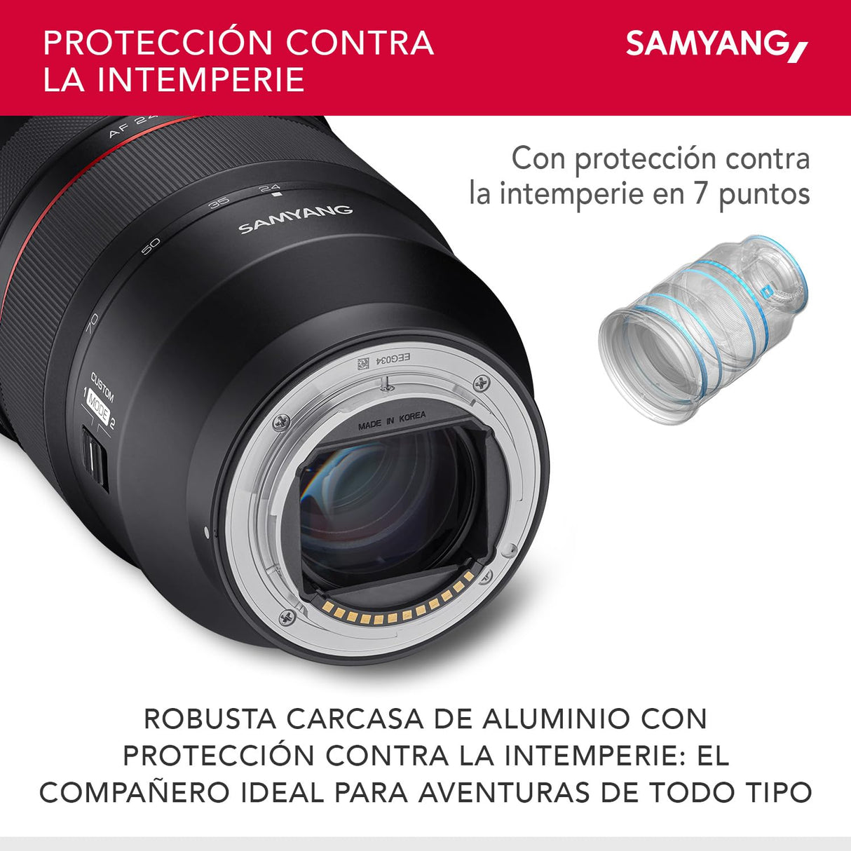 SAMYANG AF 24-70 mm F2,8 FE con estación de Lente para Sony E – Enfoque automático de Formato Completo y Objetivo APS-C 24-70 mm Zoom F 2.8 para cámaras Sony Alpha A7 A9 A1 A7C A6000 Series