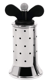 ALESSI 9098 B Molinillo de Pimienta de Diseño con Aletas, Acero Inoxidable y Resina Termoplástica, Negro