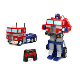 Jada Transformers Converting RC Optimus Prime - Coche de Control Remoto Modelo G1 Original - 30 cm de Largo en Modo camión, pie 35 cm de Alto Convertido en Modo Autobot con Luces Sonidos y Voz