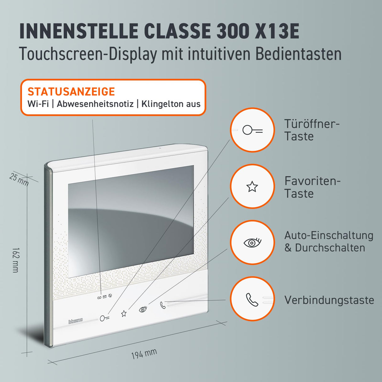 Bticino linea 3000 - Monitor manos libres c300x13e 2hilos claro l3000