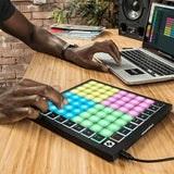 Novation Launchpad X - Controlador de cuadrícula MIDI para Ableton Live/Logic Pro. Controles sencillos, reproducción dinámica de notas, modos Scale